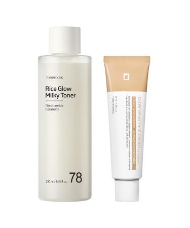 Nourishing Glow Duo: TOSOWOONG Rice Water Toner & Fermented Soybean Cream for Hydrated, Revitalized Skin