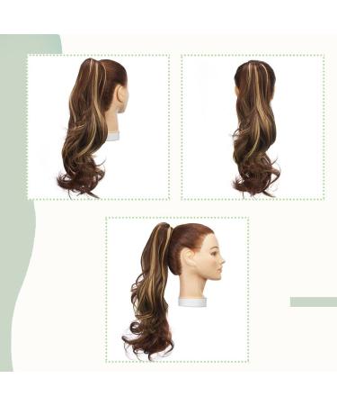 SEGO 45cm Ponytail Hair Extension | Voluminous Synthetic Braid Clip-In | Medium Brown & Light Brown Mix - 140g Hair Piece for Instant Glam - Buy Online on GoSupps.com
