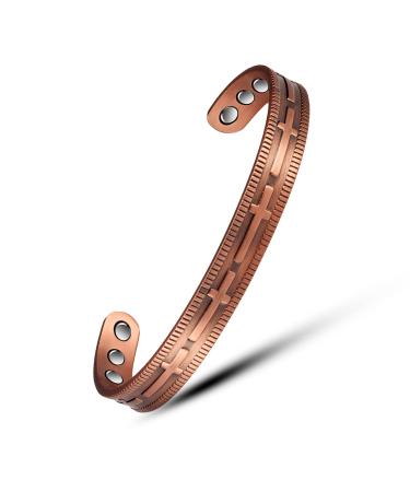 Copper Bracelets for Women 99% Pure Copper Adjustable Cross Magnetic Bracelet Copper Jewelry Present(0289Q)