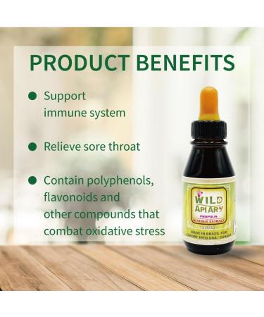 Brazilian Bee Propolis Liquid Extract 85% Non Alcohol - 1 Bottle of Wild Apiary Green Bee Propolis Liquid Glycolic Extract-Imported from S o Paulo Brazil - Non Alcoholic Wax Free Sugar Free - Buy Online on GoSupps.com