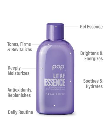 POPBEAUTY Lit AF Essence | Hydrating Botanical Gel with Niacinamide & Peptides | Brighten Skin | 3.4 Fl Oz - Buy Online on GoSupps.com