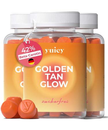 Yuicy Golden Tan Glow beta-carotene gummy bears.High -dose skin vitamins for long -lasting tan and healthy skin.With lutein zeaxanthin & 5 other essentials.Vegan made in Germany.180stk 180 rubber - triple pack