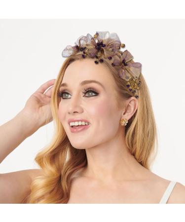 IYOU Bridal Wedding Hair Vine Purple Flower Copper Wire Headband Bridesmaid Guest Hair Accessories for Women - Buy Online on GoSupps.com