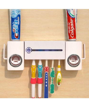 Qligha LED UV Light Toothbrush Holder & Sterilizer - Antibacterial Toothbrush Cleaner with 2 Cups for Bathroom Hygiene - Buy Online on GoSupps.com