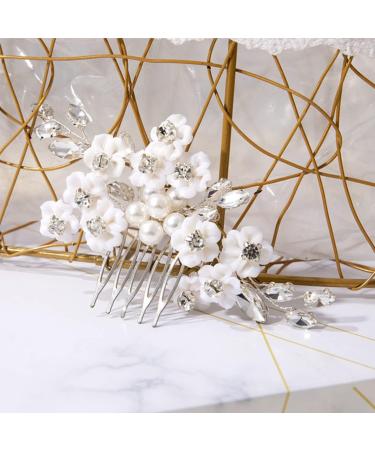 Housoutil Bridal Comb Wedding Hair Comb Hair Accessories for Girls Flower Hair Clip Wedding Ceremony Decorations Tiara White Pearl Bride Flower Head Color-preserving Copper Wire - Buy Online on GoSupps.com