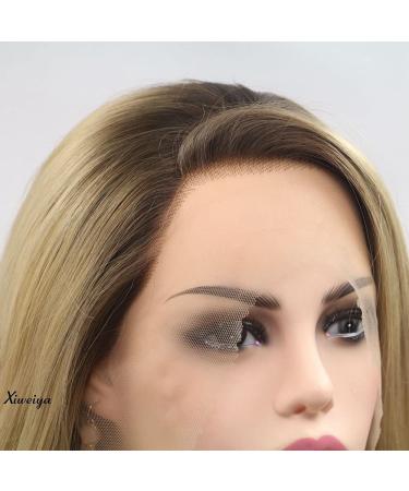 Fashion Ombre Blonde Synthetic Lace Front Wigs for Women | Dark Roots Body Wave Hair | Heat Resistant Fiber | Xiweiya Drag Queen Wig - Buy Online on GoSupps.com
