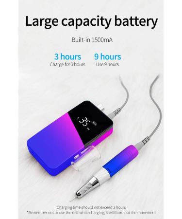 Professional Rechargeable Nail Drill for Acrylic and Gel Nails - 35000rpm Electric Manicure & Pedicure Tool - Portable Salon Machine (Gradient Red) - Buy Online on GoSupps.com