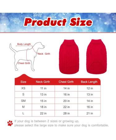 Bingpet Dog Sweaters - Cozy Turtleneck Knitting for Small/Medium Dogs & Cats - Warm Autumn/Winter Coat in Classic Red Braid - Buy Online on GoSupps.com