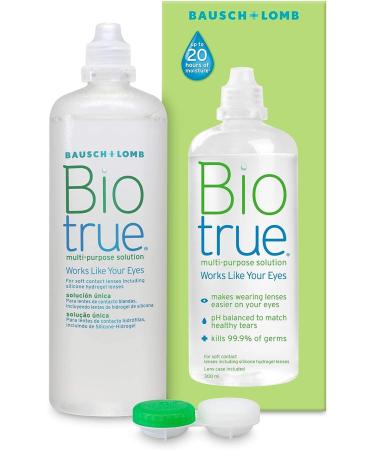 Biotrue Multi-Purpose Contact Lens Solution 300 ml - Cushions and Rehydrates Soft Contact Lenses for Comfortable Wear - Condition Clean Remove Protein Disinfect and Rinse - Includes Lens Case Pack of 1 Single