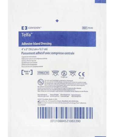 Kendall 7540 Telfa Adhesive Island Dressings - 2 in.X3 in. Pad Size 4 in.X5 in. Overall (Box of 25)