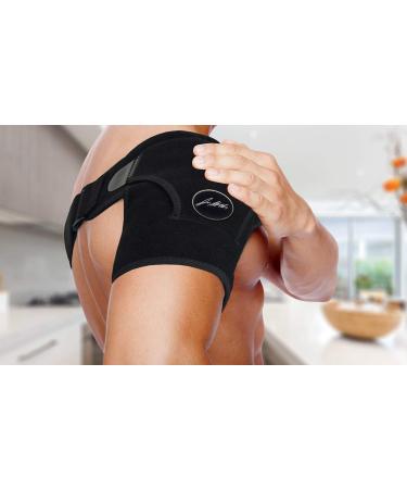 Dr. Arthritis Shoulder Support Brace with Handbook - Black | Doctor Developed Shoulder Strap for Pain Relief - Buy Online on GoSupps.com