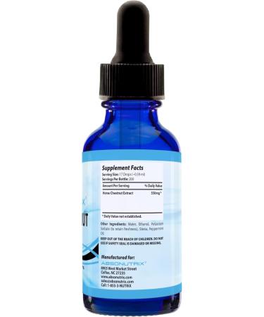 Absonutrix Horse Chestnut Extract 550 mg 4 Oz Drops 200 Servings Helps Detoxify Improves Circulation Third-Party Tested General Health Support Nutritional Boost Made in USA - Buy Online on GoSupps.com