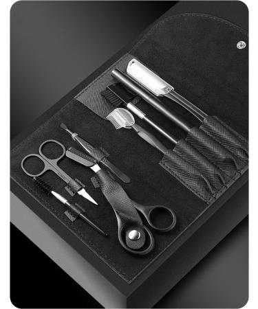 8-Part Eyebrow Trimmer Set - Includes Epilator Tweezers Scissors Knives Brush Pencil & Spool in Stylish Black Case - Perfect for Precision Grooming - Buy Online on GoSupps.com