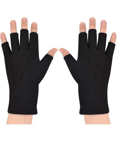 Summer Semi-Finger Men's Cotton Bicycle Gloves | Anti-Slip UV Protection Thin Sun Protection for Driving Golf & Cycling - Black - Buy Online on GoSupps.com