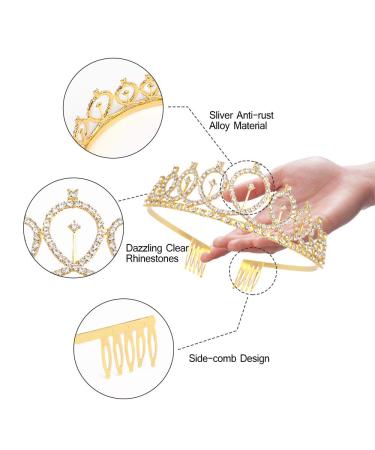 Didder Gold Birthday Crown and Rhinestone Tiara with Birthday Queen Sash Set - Party Accessories for Women and Girls - Buy Online on GoSupps.com