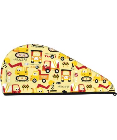 Funny Construction Vehicles Microfiber Hair Towel | Super Absorbent Coral Velvet Wrap for Long Curly & Thick Hair - Buy Online on GoSupps.com