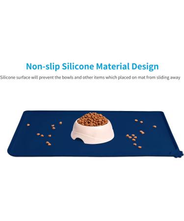 Audwud Silicone Waterproof Pet Feeding Mat 53x38 cm - Anti-Slip Dog & Cat Bowl Mat in Marine Blue | International Shipping - Buy Online on GoSupps.com