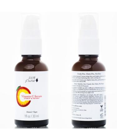 100% PURE Vitamin C Face Serum - Hydrating Glow Skin Care with ALA Aloe & Vitamin E Oil | Anti Aging Moisturizer for All Skin Types | Vegan - 1 Fl Oz - Buy Online on GoSupps.com