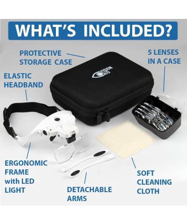 Hands-Free Headband Magnifying Glasses with Light - Ideal for Hobby, Reading, and Jewelry Making - Includes Storage Case - Buy Online on GoSupps.com
