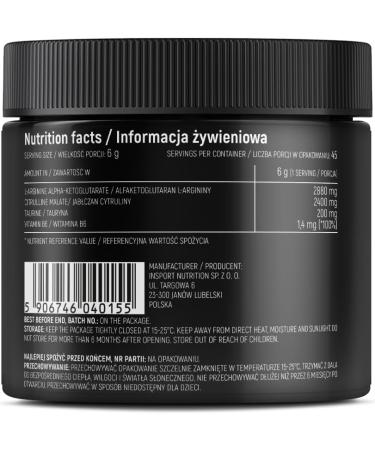 INSPORT Nutrition - Pump Stack - Multi-component product - AAKG - Citrulline malate - Taurine - Vitamin B6 - Professional Sports Supplement - 45 Servings - 270g Powder - Taste: (Pineapple) - Buy Online on GoSupps.com