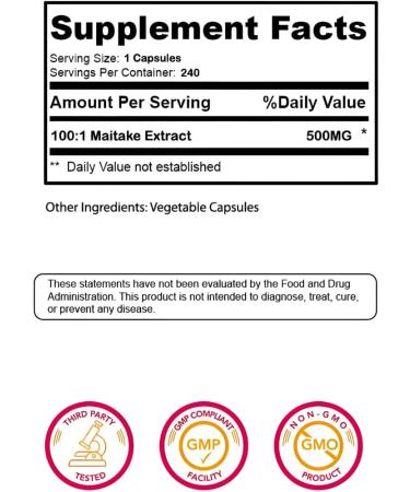 BUY THE CRAVE Freeze-Dried Maitake Mushroom 100:1 Extract Capsules 500 mg 240 Count (240 Servings) Immune Support Antioxidant-Rich Non-GMO Gluten-Free Dietary Supplement - Buy Online on GoSupps.com