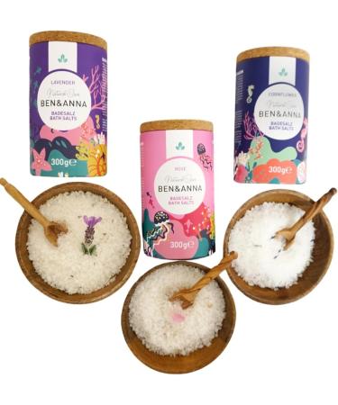 Ben&Anna Ben & Anna Premium Bath Salts - Pink - For muscle relaxation baths with sea salt - Perfect bath additive - Moisturizing and cleansing for the skin with a soothing effect (300 g (1 - Buy Online on GoSupps.com