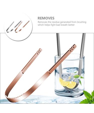2Pcs Stainless Steel Tongue Scrapers - Oral Hygiene Tools Set (Silver+Rose Gold) - Buy Online on GoSupps.com