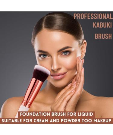 Rose Vanilla Make Up Brush Foundation Kabuki Flat Top - Perfect For Blending Liquid Cream or Flawless Powder Cosmetics - Buffing Stippling Concealer - Premium Quality Synthetic Dense Bristles! - Buy Online on GoSupps.com