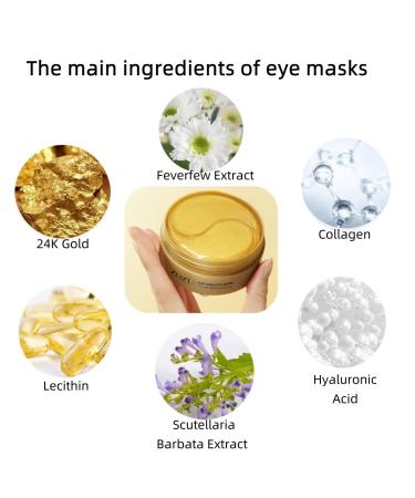 60 Pcs 24K Gold Eye Mask - Under Eye Patches for Dark Circles Puffiness & Fine Lines - Replenishing Eye Treatment - Buy Online on GoSupps.com