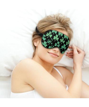 Retro Green Clover Pattern Sleep Mask - Adjustable Strap Eye Cover for Blocking Light, Ideal for Travel, Naps - Men and Women - Buy Online on GoSupps.com
