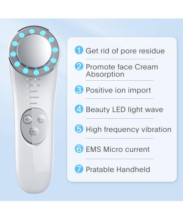 Facial Massager & Skin Care Tools 7 in 1 High Frequency Galvanic Machine Off-White - Buy Online on GoSupps.com