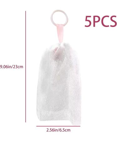 Mesh Soap Bag Foaming Net for Face Washing 5Pcs Soft Skin-friendly Soap Net with Hanging Rope PE Cleanser Foamer Bubble Net for Bathroom - Buy Online on GoSupps.com