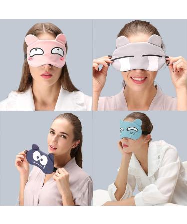 Booluee 4 Pcs Cute Cartoon Expression Sleep Eye Mask - Soft Comfortable Blindfold for Kids, Men, Women - Ideal for Plane Travel, Nap, Night Sleeping - Buy Online on GoSupps.com