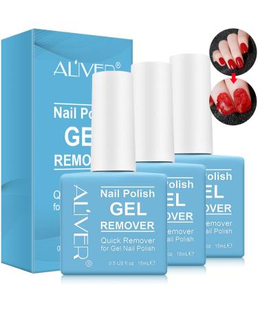 3 Pack Nail Polish Remover, Gel Remover for Nails - Removes Nail Polish in 5-6 Minutes, Quickly & Easily, No Need Tin Foil & Don't Hurt Nails (Blue) 0.5 Fl Oz (Pack of 3)