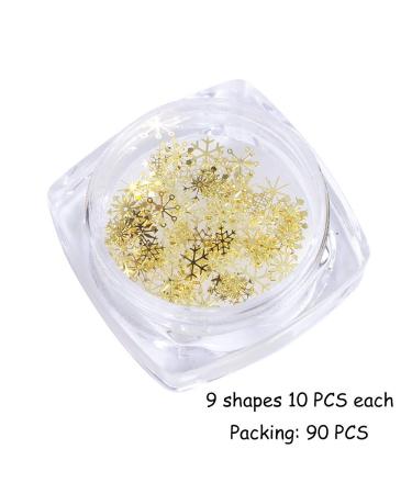 90pcs Gold Snowflake Nail Art Glitter - Christmas 3D Sequins for Stunning Manicure | International Shipping Available - Buy Online on GoSupps.com