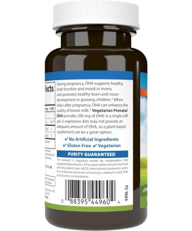Carlson - Vegetarian Prenatal DHA, 500 mg DHA, Plant Based, Sustainably Sourced from Algae, Prenatal Support, Fetal Development, 60 Softgels - Buy Online on GoSupps.com