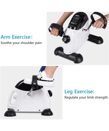 OneTwoFit Mini Exercise Bike Portable Pedal Exerciser Legs and Arms Fitness Cycling with LCD Display for Seniors Rehab White - Buy Online on GoSupps.com