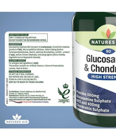 Natures Aid Glucosamine 500 mg + Chondroitin 400 mg 90 Tablets - Buy Online on GoSupps.com