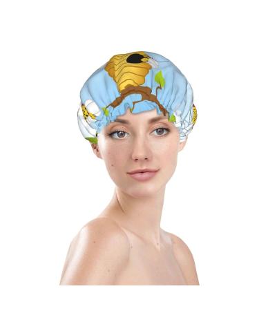 Funny Bees Printed Shower Cap | Waterproof | Fits All Head Sizes & Hair Textures | Women's Bath Cap - Buy Online on GoSupps.com