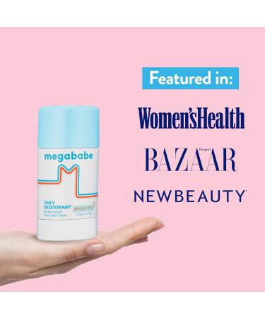 Megababe Daily Deodorant - Beachy Pits, Aluminum-Free Clear & Clean, 2.6 oz, 2 Pack - Buy Online on GoSupps.com