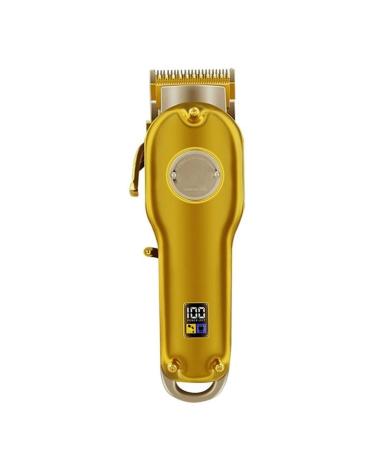 Full Metal Hairdresser Professional Hair Clipper Electric Cordless LCD Hair Clipper Gold and Silver Hair Clipper(D)