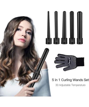 CkeyiN Tourmaline 5 in 1 Curling Iron Ceramic Curling Iron Hair Curler with Anti-scald Glove Temperature: 15 - Buy Online on GoSupps.com