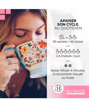 Infusion confort menstruel bio | soulage r gles douloureuses et SPM | camomille fenouil m lisse matricaire | apaisement naturel du cycle f minin | 30 sachets | fabriqu en France l NUTRIG E - Buy Online on GoSupps.com