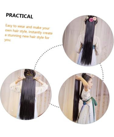 DOITOOL Hair Extension Wig Curly Hair Extensions Long Hair Extensions Synthetic Hair Extensions Natural Wig Black Wig Women Hair Extensions Miss High Temperature Wire Long Straight Hairpin 80X16CM Black - Buy Online on GoSupps.com