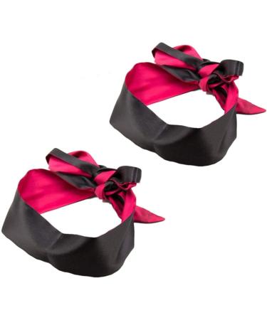 Soft Silk Satin Eye Mask Blindfold Comfortable Sleeping Masks Smooth 57 in Long Adjustable to Tie Your Eyes Shading Suitable Travel Shift Work 2pcs (Red)