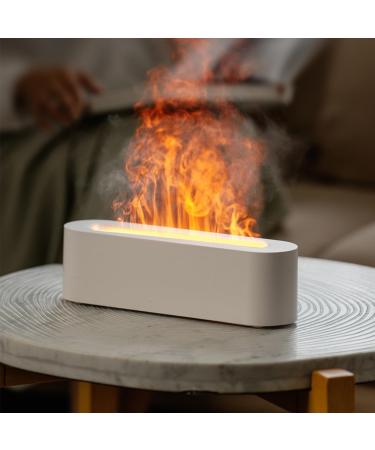 Flame aroma diffuser humidifier 130 ml portable aromatherapy fog humidifier with 7 flames color night light diffuser 2 night light modes waterless automatic switch-off (B-white) - Buy Online on GoSupps.com