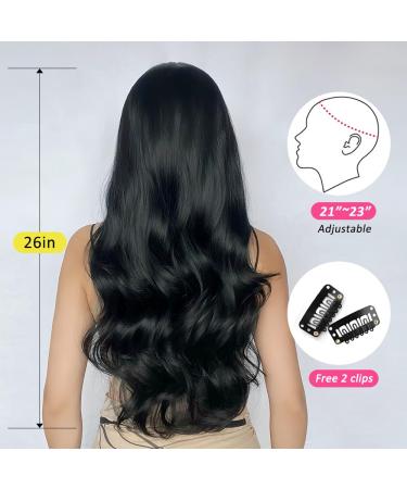 Buy Oefei 26-Inch Long Wavy Black Wigs with Ponytail | Heat-Resistant Synthetic Hair for Women | Perfect for Daily Wear Parties & Cosplay - International Shipping Available - Buy Online on GoSupps.com