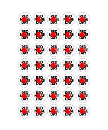 35 x Red Nose Circle Edible Wafer or Icing Cupcake Toppers Fun Charity Party Cake Decorations Perfect For Brownies Cookies Muffins & More! (Edible Wafer Card)