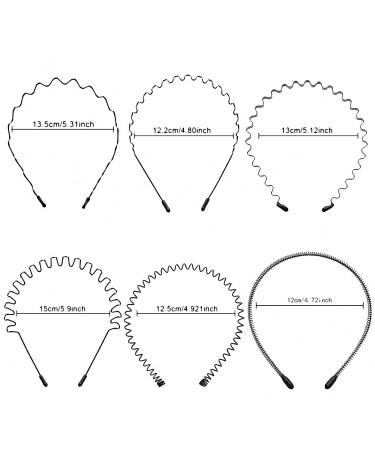 6 Pieces Unisex Black Wave Headbands - Slip-Resistant Elastic Hair Accessories for Men & Women | Perfect for Sports & Daily Wear - Buy Online on GoSupps.com