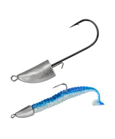 thkfish Bullet Jig Heads Swimbait Hooks Bass Fishing Texas Rig Hook Saltwater Freshwater Offset Weighted Hook Weedless 3/0 2/0 1/0 1# 2# Silver A 10g(3/8 oz)-10pcs